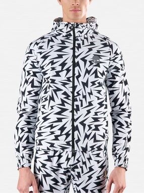 Hydrogen Tennis Jacket Thunders Tech White Lightning Bolt Windbreaker Hooded L